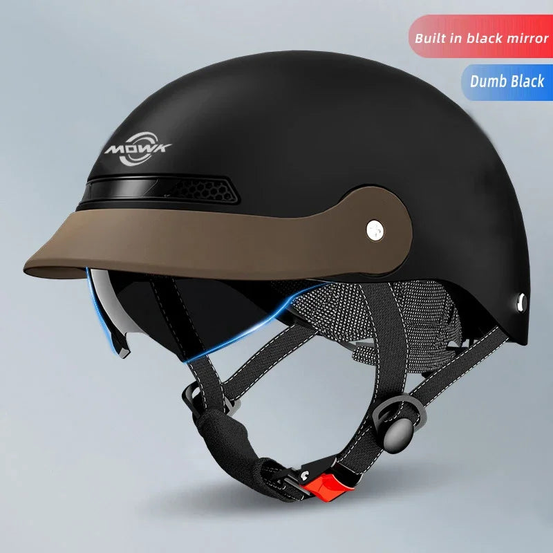 MOWK Motorcycle Vintage Half Helmet Summer Breathable Men Women Electric Jet Scooter Open Face Helmets Reflective Safety Helmets