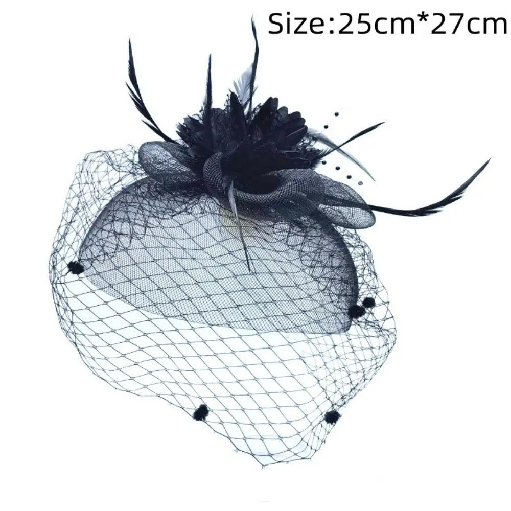 Flowers Feather Mesh Headwear Hat Party Accessory 1pc 27cm Multi Colour