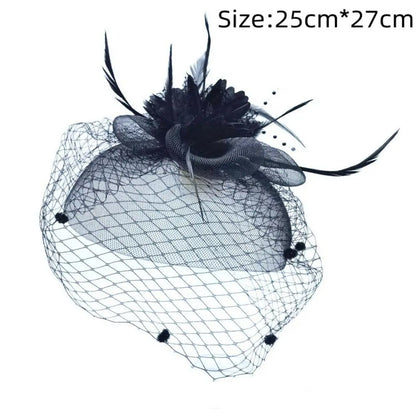 Flowers Feather Mesh Headwear Hat Party Accessory 1pc 27cm Multi Colour