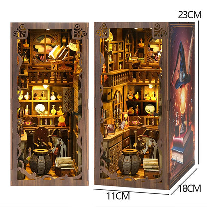 DIY Wooden Book Nook Mini Dollhouse 3D Puzzle Kit Bookshelf Insert Decor Gift - EXPROTAS