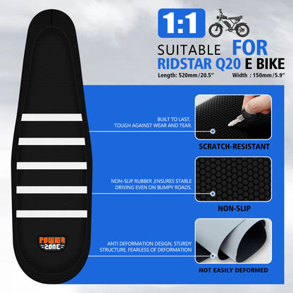 Ridstar Q20 Electric Bike Seat Cover Ribbed Waterproof Anti-Slip by Powerzone