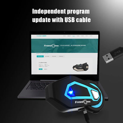 Freedconn T Max Pro Motorcycle Helmet Bluetooth Intercom 1200m 6 Riders FM