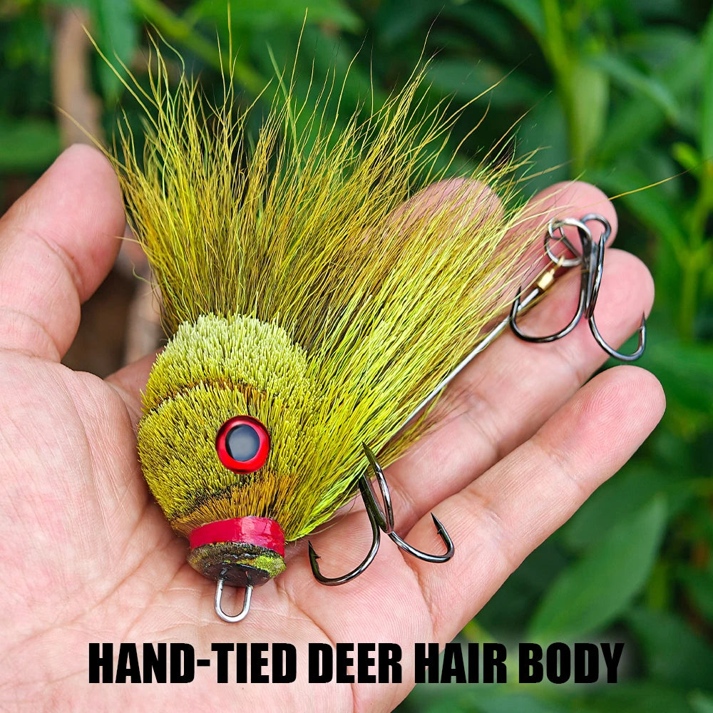 Rosewood Mouse Swimbait Lure Bucktail Rig for Muskie Pike Fishing Tackle