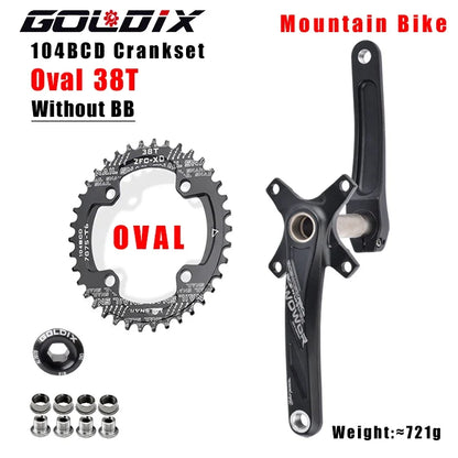 GOLDIX MTB Crankset 104BCD with Narrow Wide Chainring Round or Oval Options - EXPROTAS