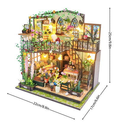 Wooden DIY Mini Dollhouse 3D Puzzle Room Kit with Furniture Birthday Gift - EXPROTAS