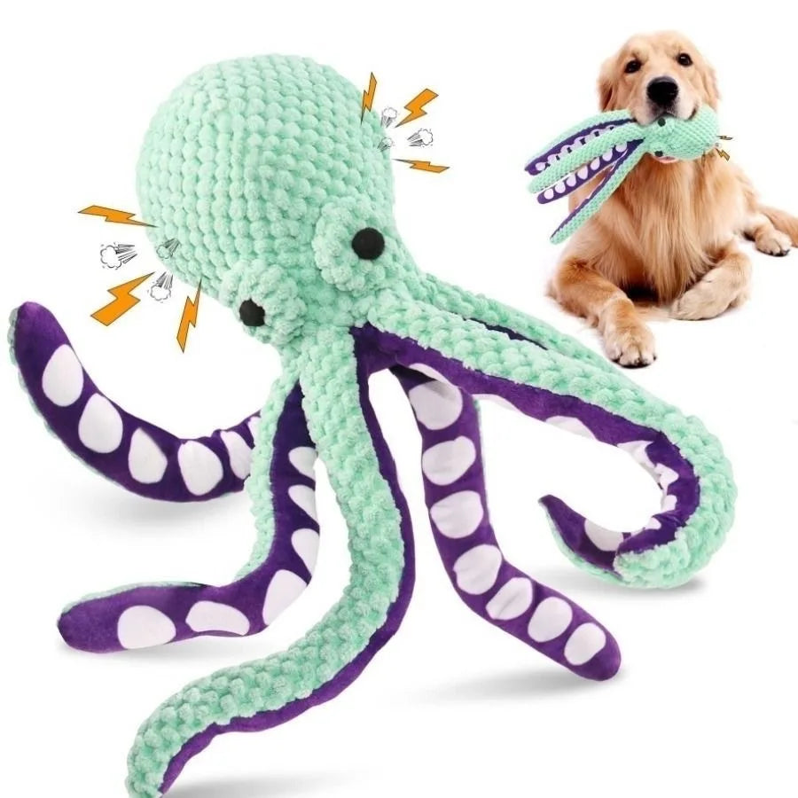 Octopus Plush Dog Toy Interactive Squeaky Chew Soft Pet for Dogs