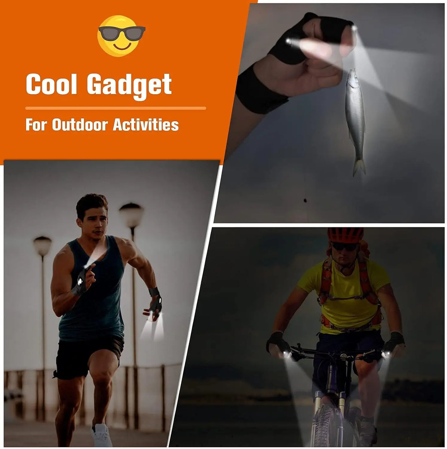 LED Half Finger Gloves | Waterproof Outdoor Cycling Flashlight Gloves for Men