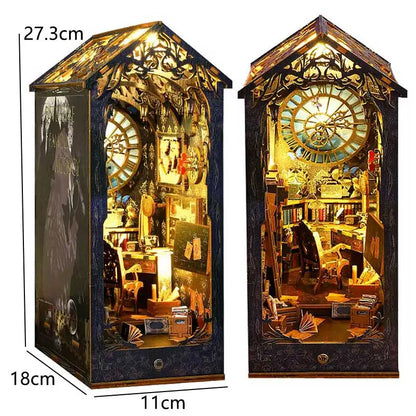 DIY Wooden Book Nook Mini Dollhouse 3D Puzzle Kit Bookshelf Insert Decor Gift - EXPROTAS
