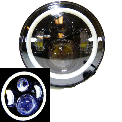 7" LED Headlight w/ DRL Angel Eyes for Harley Honda Yamaha Jeep H4