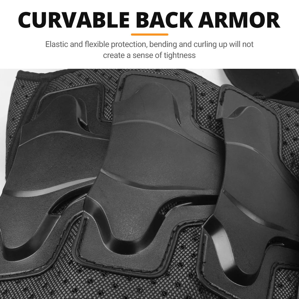 Kid's Motorcycle Armor Vest Protection Jacket Moto Full Armor for Children Eye Catching Short Length Motocross Body Armor Riding Kneepads