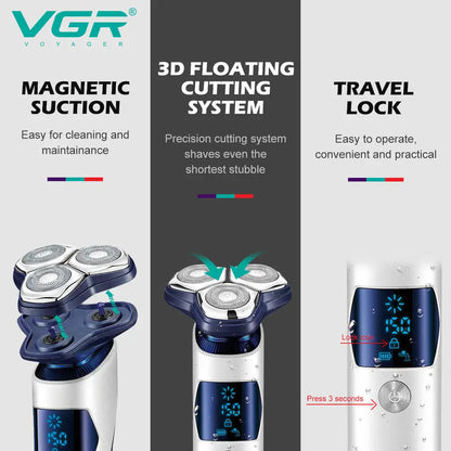 Electric Shaver Men VGR Cordless Foil Beard Razor Rechargeable Shaving Machine