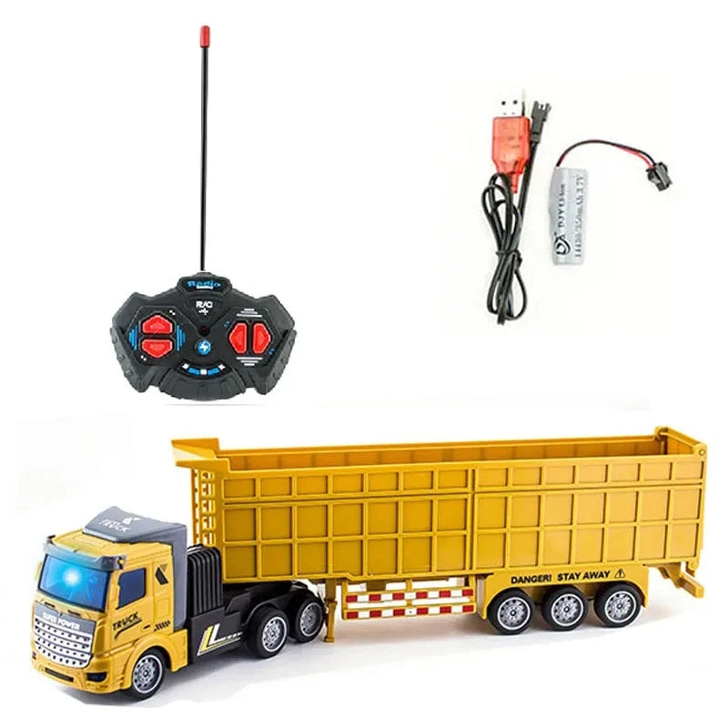 Heavy-Duty RC Truck Toy Car with Remote Control Semi-Trailer Construction Electric Vehicle Ideal Gift for Boys