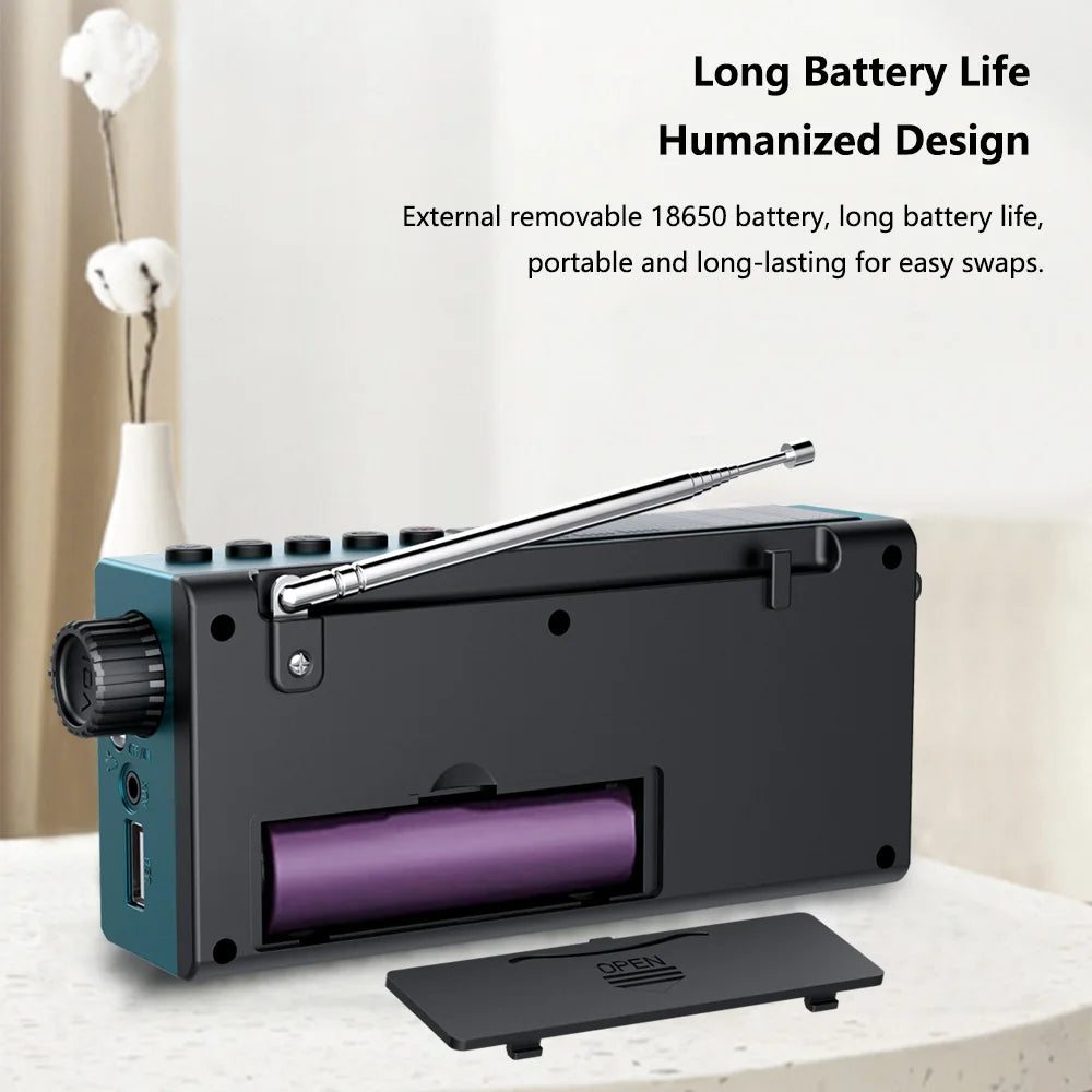 Rechargeable Bluetooth Speaker Portable Solar FM Radio USB Player Digital Music