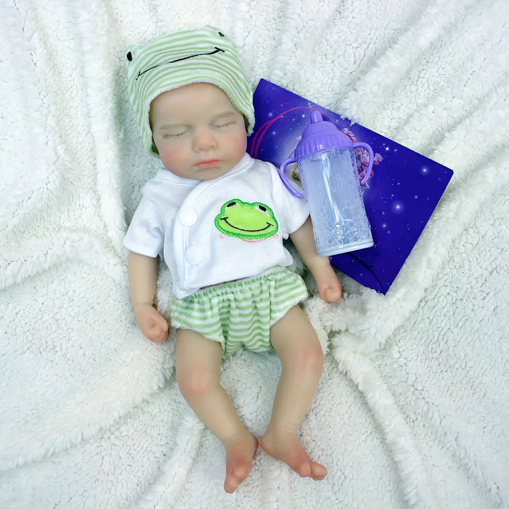 33CM Open Mouth Loulou Full Body Silicone Reborn Doll, Painted Newborn Baby Gift