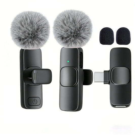 Type-C Port Professional Wireless Lavalier Microphone for Smartphones Plug Play