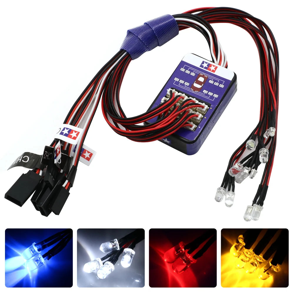 LED Light 12 Simulation Flash Lighting Kit for 1/10 RC Car Steering Brake