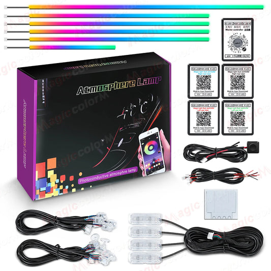 18 in 1 Car Ambient Light RGB LED Acrylic Strip Interior Symphony Bulbs