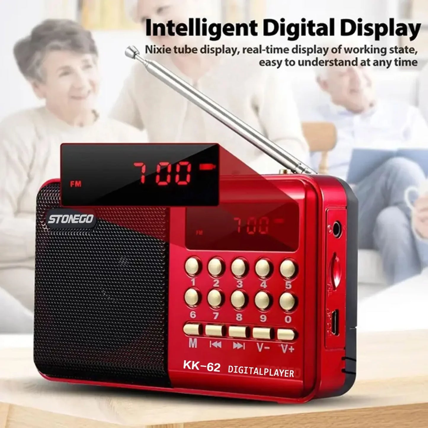 Portable FM Radio Speaker Mini USB Rechargeable Digital Player SD Music
