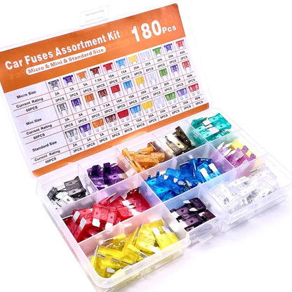 180Pcs Mini Blade Car Fuses Assorted Kit with Fuse Puller