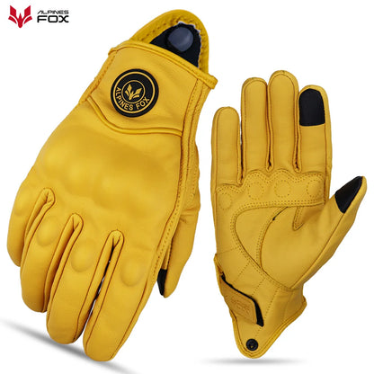 Vintage Goatskin Motorcycle Gloves Men Retro Leather Summer Riding M–XXL