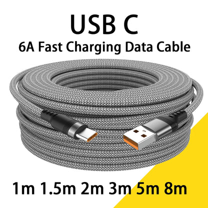 USB Charging Cable 6A Fast for Huawei Xiaomi Samsung 1m 2m 3m 5m