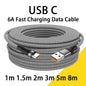 USB Charging Cable 6A Fast for Huawei Xiaomi Samsung 1m 2m 3m 5m