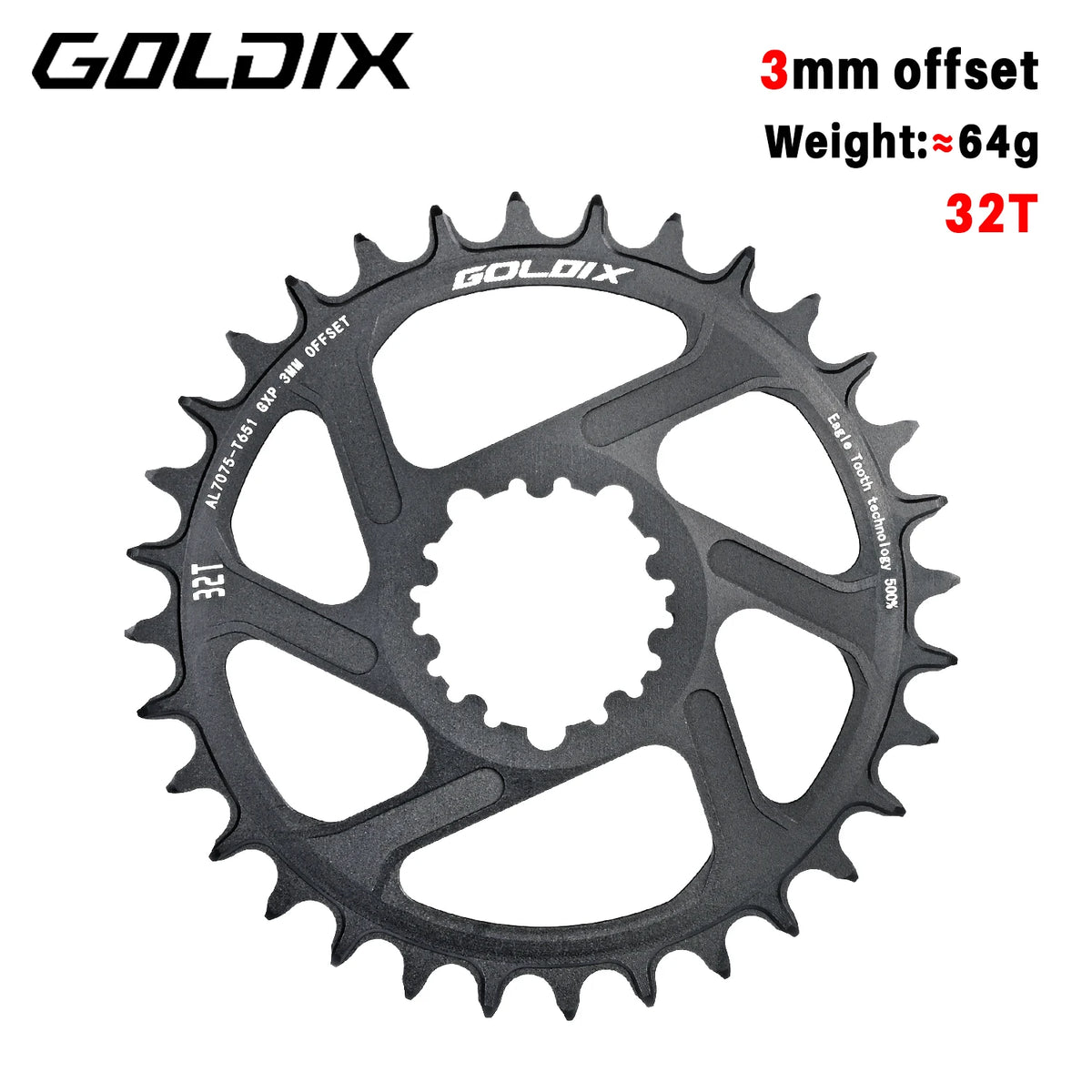 0/3/6mm Offset Goldix Chainring Narrow Wide Direct Mount for SRAM MTB