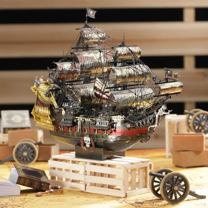 Piececool 3D Metal Puzzle The Queen Anne's Revenge Jigsaw Pirate Ship DIY Model Building Kits Toys for Teens Brain Teaser-EXPROTAS