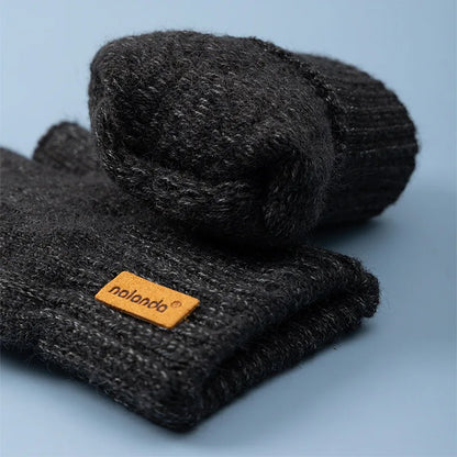 Knitted Gloves Fingerless Winter Warm Thermal Mittens for Men Women Unisex