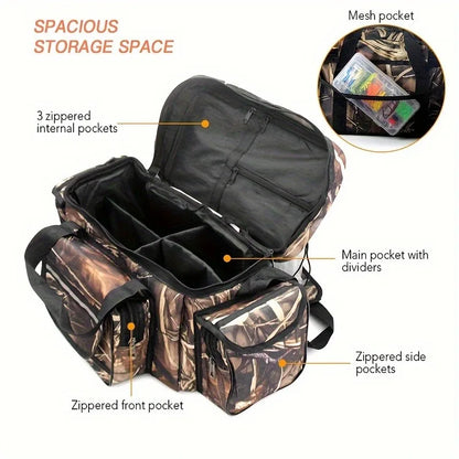Large Waterproof Fishing Tackle Bag Shoulder Crossbody Gear Storage