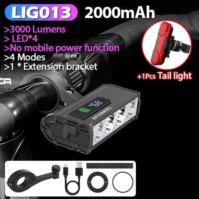 NEWBOLER Bicycle Front Headlight 10000 Lumen 10000mAh USB Rechargeable MTB Road - EXPROTAS