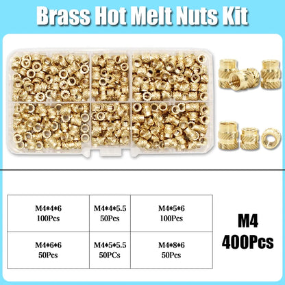 M2–M8 Brass Heat Insert Nut Set for 3D Print Hot Melt Threaded Embed