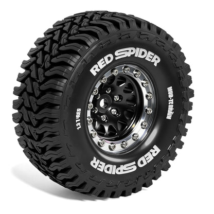 4Pcs Beadlock Wheels 1.3" Tires for RC Crawler 1/18 TRX4M SCX24 AX24
