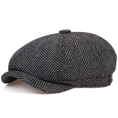 British Retro Hat Beret Men Casual Octagonal Cap for Spring Autumn