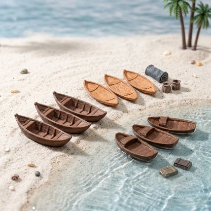 9Pcs Miniature Boat Figurines for Garden Sand Tray Decor