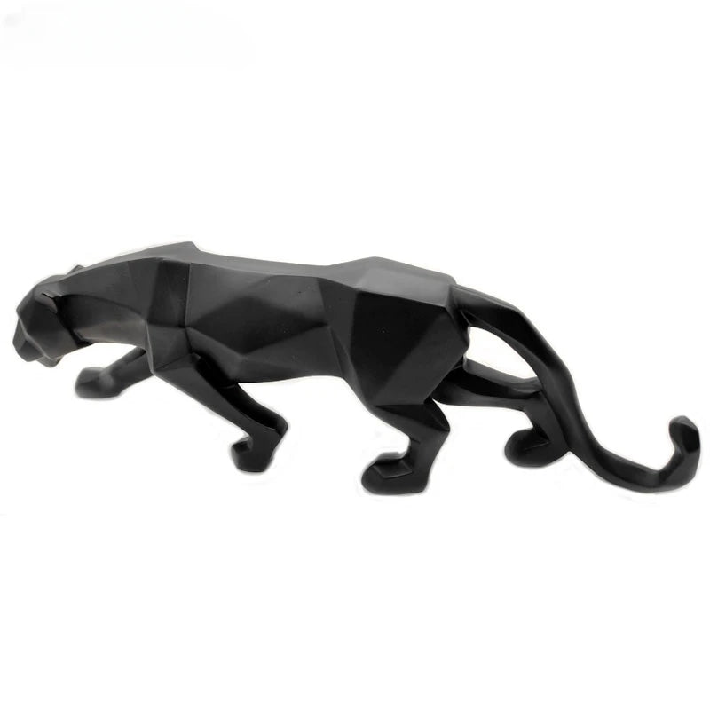 Large Panther Statue Geometric Resin Leopard Sculpture Home Office Desk Decor