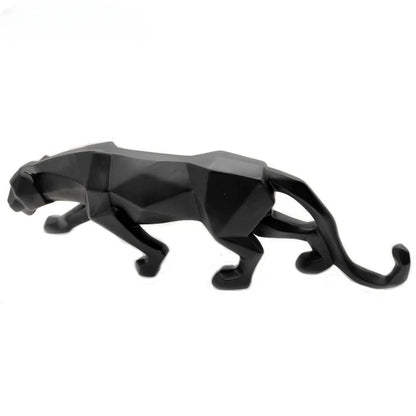 Large Panther Statue Geometric Resin Leopard Sculpture Home Office Desk Decor