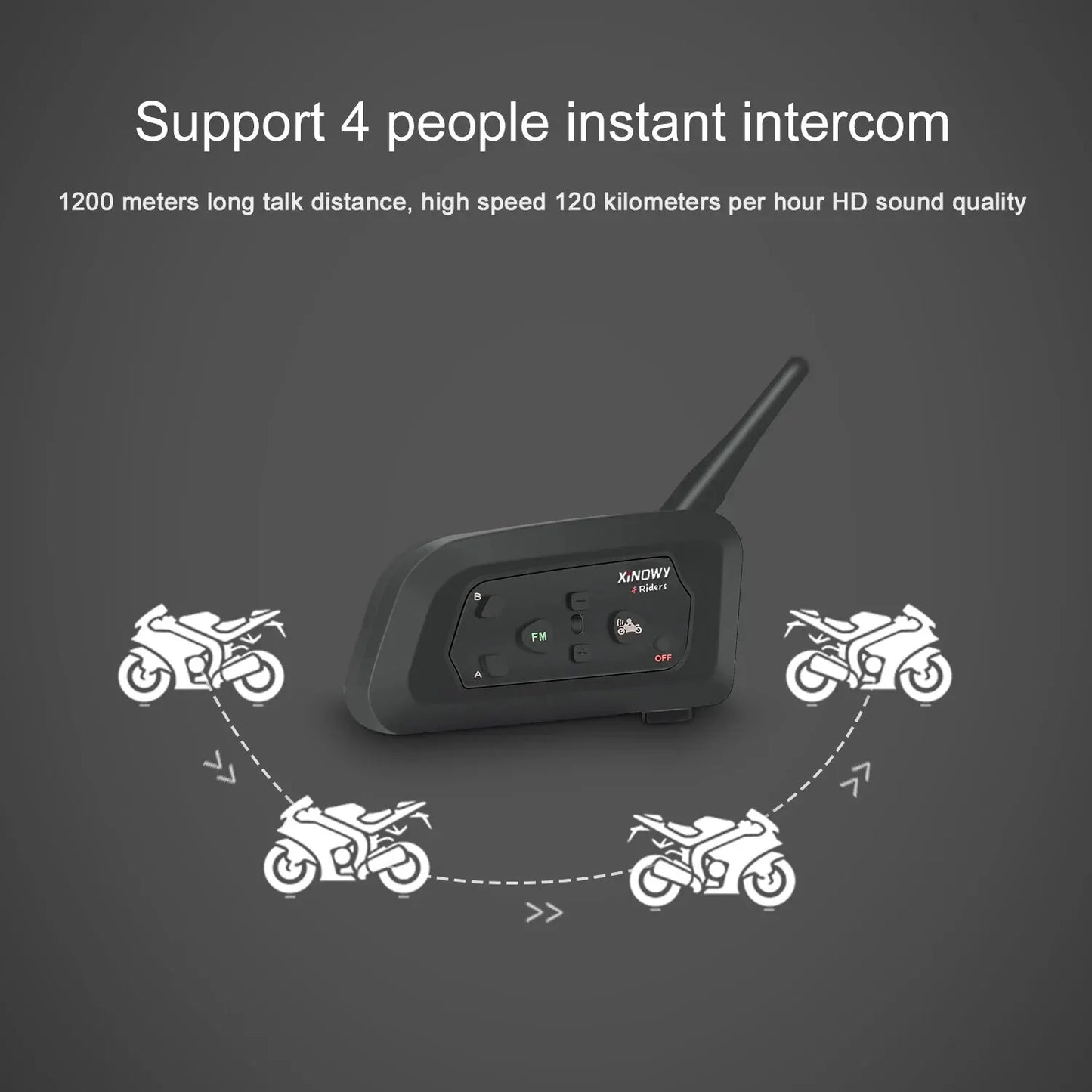 XiNOWy V4C Referee Headset Bluetooth Intercom Full Duplex 1200M Football Soccer Earhook Earphone BT Interphone with FM Radio-EXPROTAS