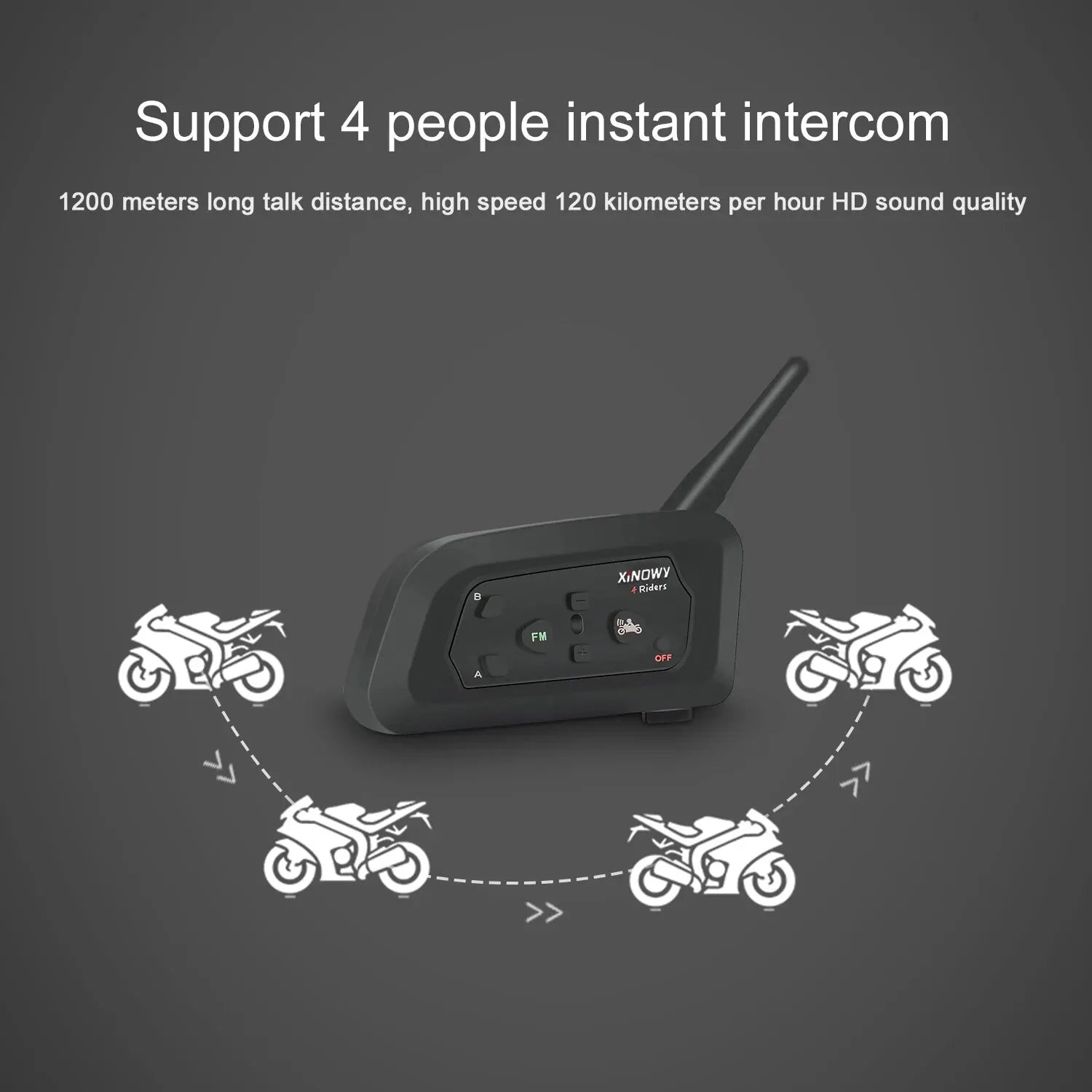 XiNOWy V4C Referee Headset Bluetooth Intercom Full Duplex 1200M Football Soccer Earhook Earphone BT Interphone with FM Radio-EXPROTAS