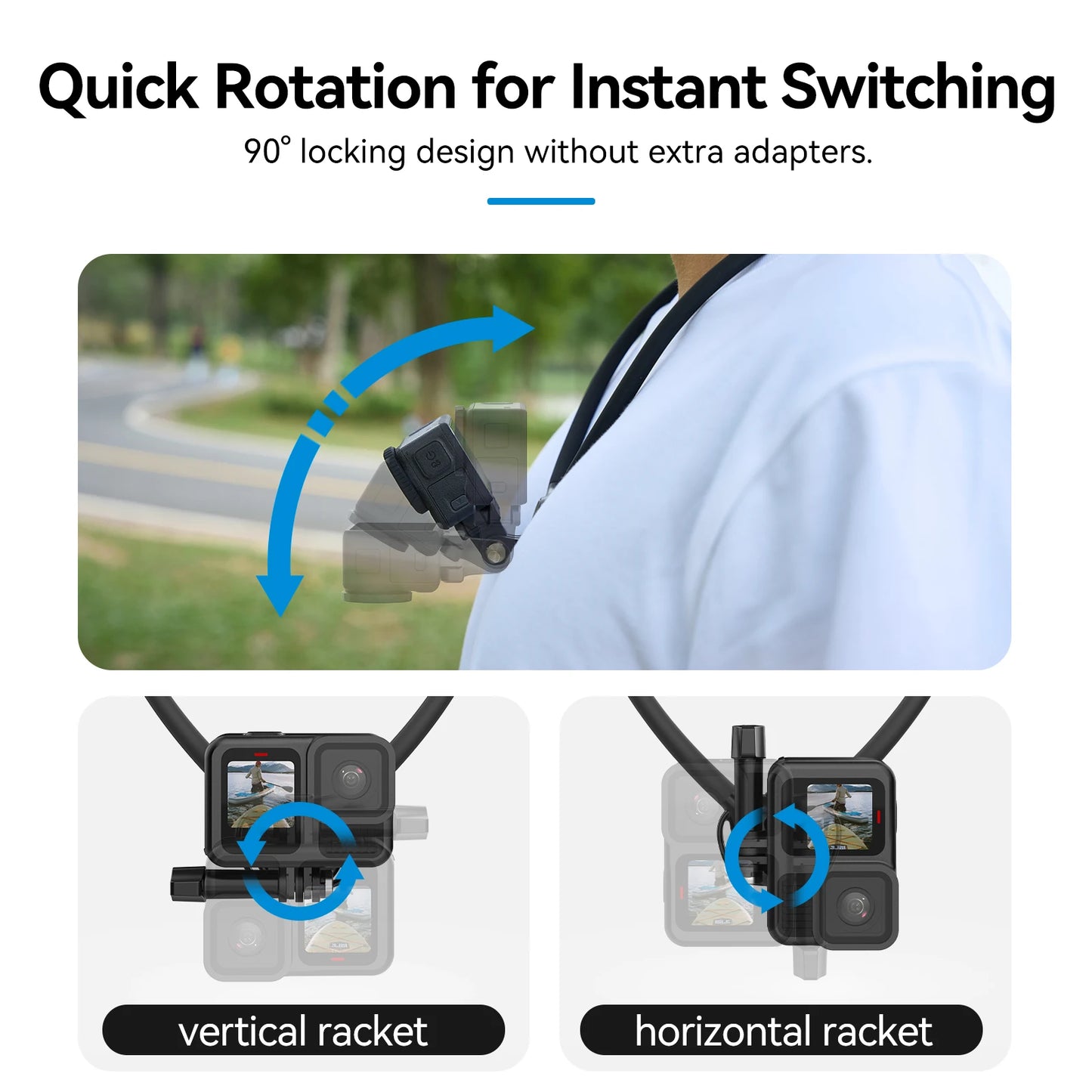 TELESIN Neck Mount Holder for Phone GoPro Insta360 DJI Action Camera 2-in-1