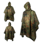 Men's Military Camo Waterproof Raincoat, Impermeable Zipper Rain Poncho for Motorcycle