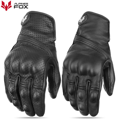 Retro Leather Motorcycle Gloves Full Finger Non-Slip Protective Riding Gloves M-2XL