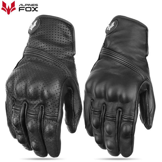 Retro Leather Motorcycle Gloves Full Finger Non-Slip Protective Riding Gloves M-2XL