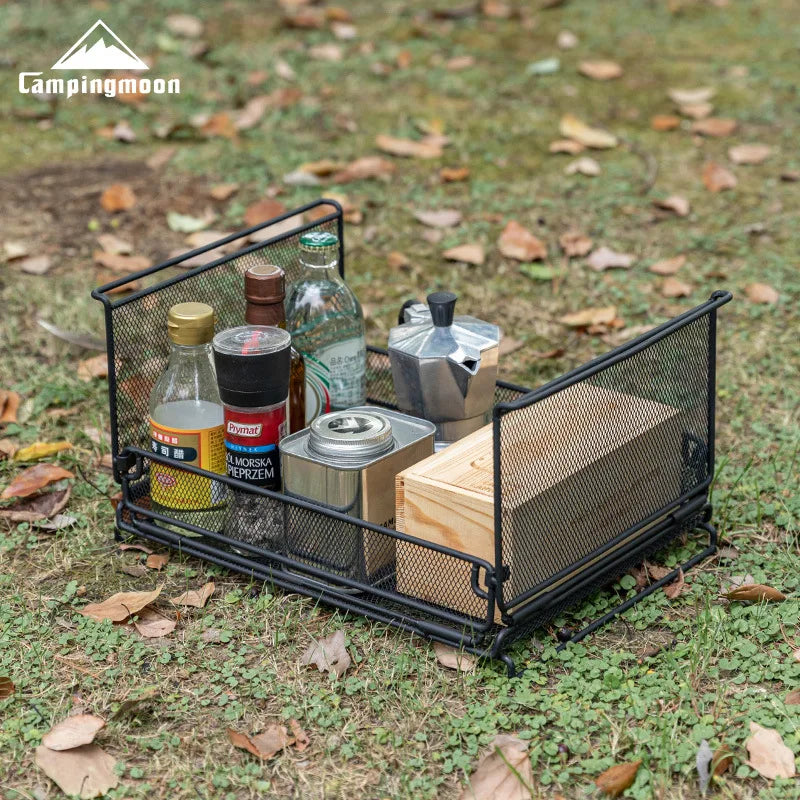 CAMPINGMOON CK-23BK Folding Storage Net Cage Box Shelf for Camping/Home