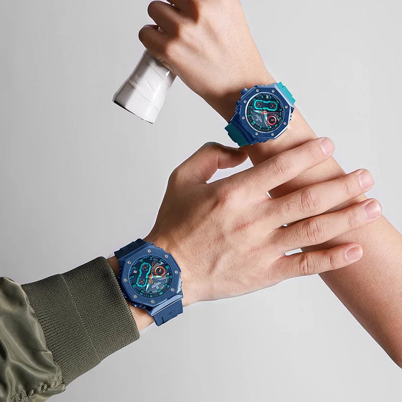 NAVIFORCE Fashion Couple Watches Casual Original Sport Silicone Strap Wristwatch for Lovers Auto Date Display Quartz Chronograph-EXPROTAS