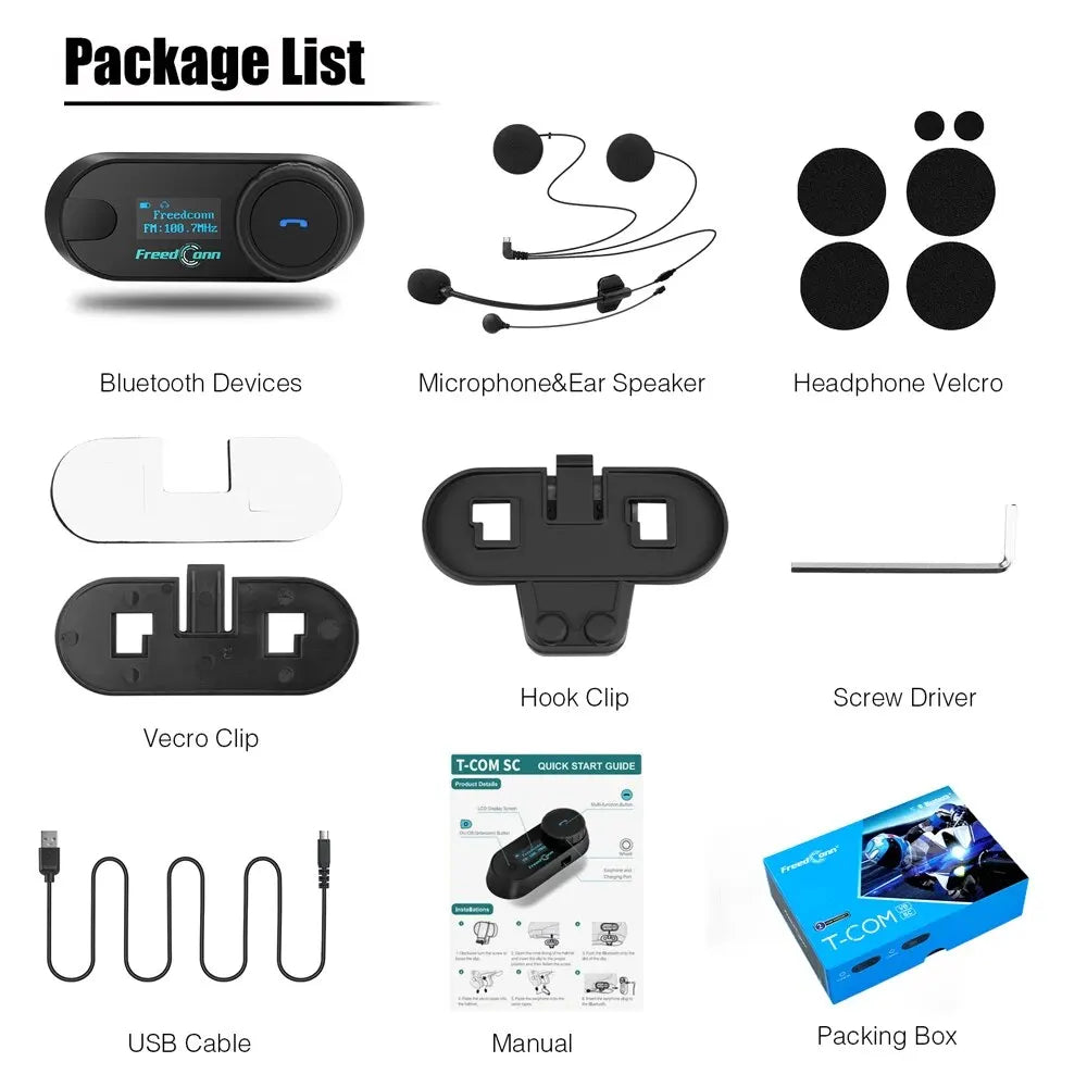 Freedconn T Com SC Bluetooth Motorcycle Intercom Helmet Headsets Wireless Communication Interphone BT 5.0 Music Share 10 Riders-EXPROTAS
