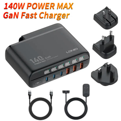 140W GaN USB C Charger PD 100W 65W Power PPS Type-C Fast Charger For IPhone 15 14 13 Samsung Xiaomi MacBook Pro Laptop Adapter-EXPROTAS