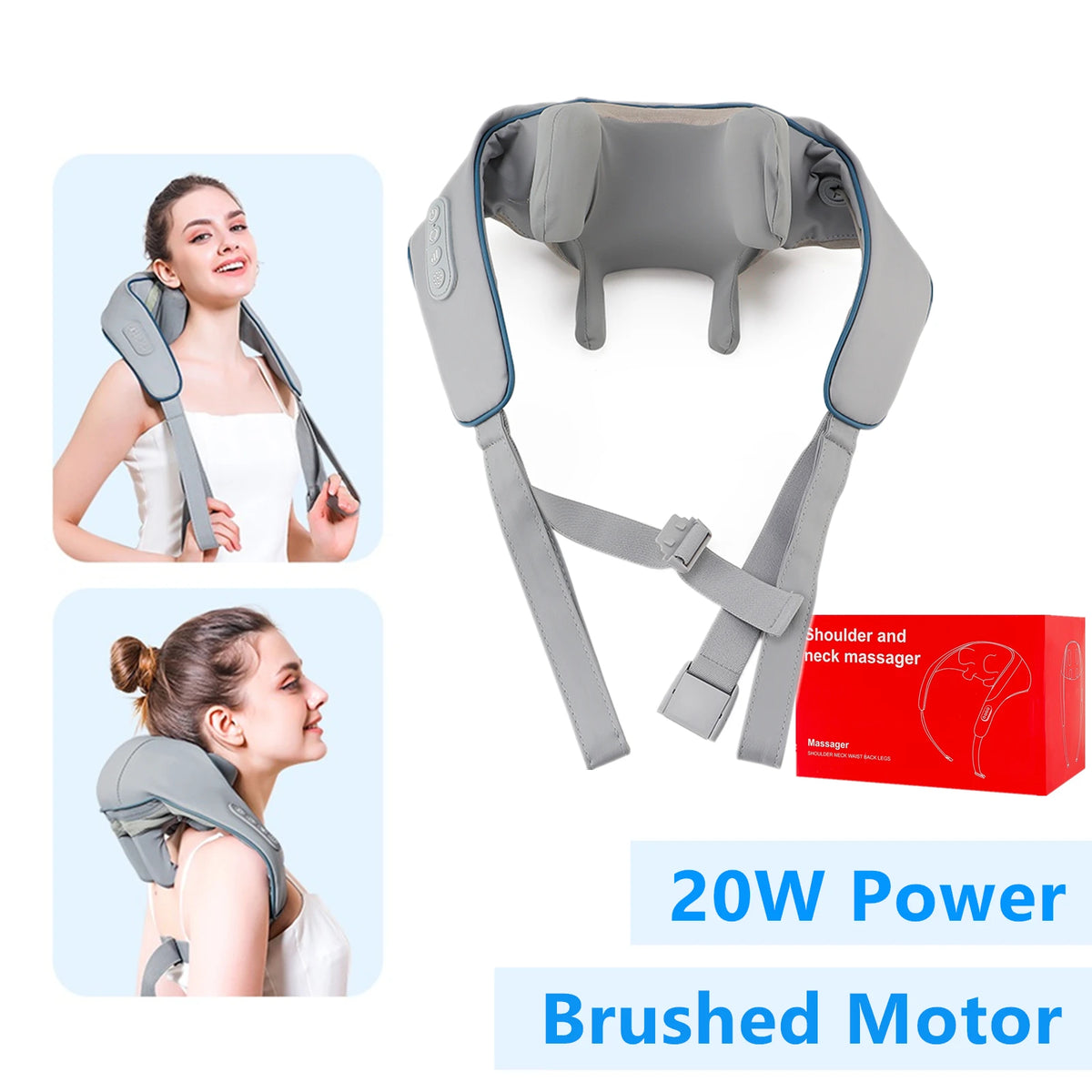 Shoulder Massager Wireless 26W Kneading Neck and Back Heat Shawl Wrap