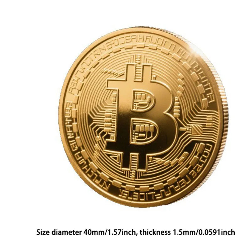 Gold Plated Bitcoin Coin Collectible Art Commemorative Virtual Crypto