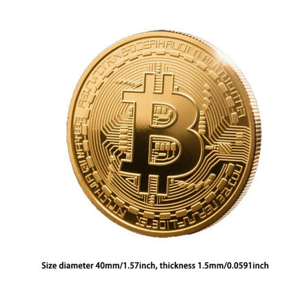 Gold Plated Bitcoin Coin Collectible Art Commemorative Virtual Crypto